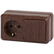 Блок розетка+выкл. гориз. 10(16)А-250В, ОУ, Quadro, венге