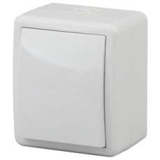 Выключатель с подсветкой IP54, 10АХ-250В, ОУ, Эра Эксперт, белый