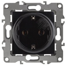 Розетка 2P+E Schuko, 16A-250В, Эра12, чёрный