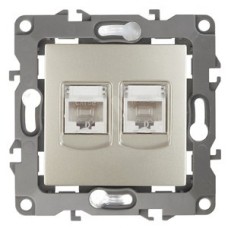 Розетка информационная двойная 2XRJ45, Эра12, шампань