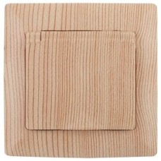 Розетка 2P+E Schuko с крышкой, 16А-250В, СУ, Solo, сосна