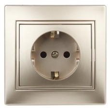 Розетка 2P+E Schuko со шторками, 16А-250В, СУ, Plano, шампань