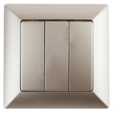 Выключатель тройной, 10А-250В, СУ, Solo, шампань,4-106-04