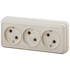 Розетка 3х2P, 16А-250В, ОУ, Quadro, сл.кость