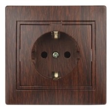 Розетка 2P+E Schuko, 16А-250В, СУ, Plano, венге