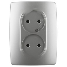 Розетка 2X2P, 16A-250В, Эра12, алюминий