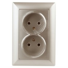 Розетка 2х2P, 16А-250В, СУ, Solo, шампань