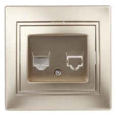 Розетка информационная RJ45, СУ, Plano, шампань