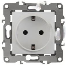 Розетка 2P+E Schuko со шторками, 16А-250В, Эра12, Al+Cu белый