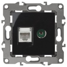Розетка комбинированная RJ45+TV, Эра12, чёрный