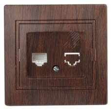 Розетка информационная RJ45, СУ, Plano, венге