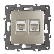 Розетка 2хRJ45, Эра Elegance, шампань