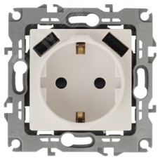Розетка 2P+E 16A-250В, штор. с 2xUSB 5В-3А, Эра Elegance, слоновая кость