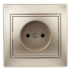 Розетка 2P, 16А-250В, СУ, Plano, шампань