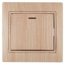 Выключатель с подсветкой, 10А-250В, СУ, Plano, сосна,1-102-11