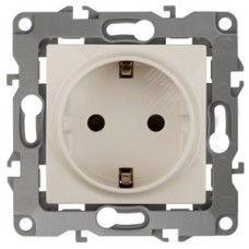 Розетка 2P+E Schuko, 16A-250В, б.л., Эра12, слоновая кость