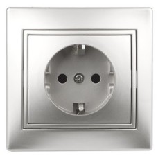 Розетка 2P+E Schuko со шторками, 16А-250В, СУ, Plano, алюминий