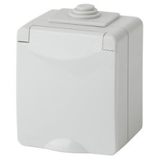 Розетка 2P+E IP65, шторки, 16A-250В, ОУ, Эра Эксперт, серый