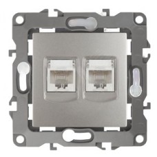 Розетка информационная двойная 2XRJ45, Эра12, перламутр