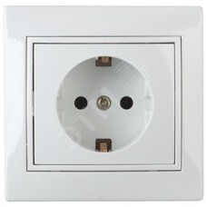 Розетка 2P+E Schuko со шторками, 16А-250В, СУ, Plano, белый