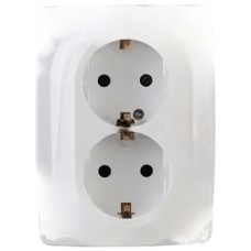 Розетка 2X2P+E Schuko со шторками , 16A-250В, Эра12, белый
