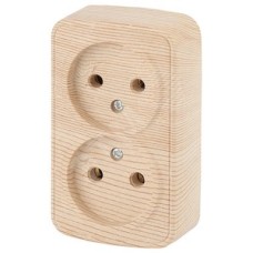 Розетка 2х2P, 16A-250В, ОУ, Polo, сосна