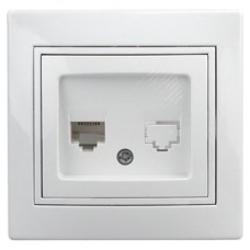 Розетка телефонная RJ11, СУ, Plano, белый