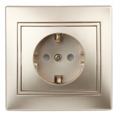 Розетка 2P+E Schuko, 16А-250В, СУ, Plano, шампань