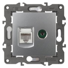 Розетка RJ45+TV, Эра Elegance, алюминий