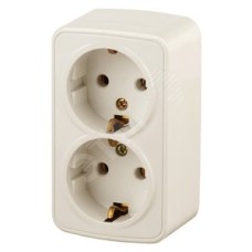 Розетка 2х2P+E Schuko, 16A-250В, ОУ, Polo, сл.кость