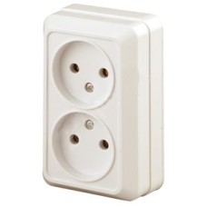 Розетка 2х2P, 16А-250В, ОУ, Quadro, сл.кость