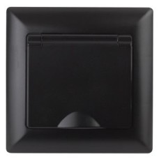 Розетка 2P+E Schuko с крышкой, 16А-250В, СУ, Solo, антрацит