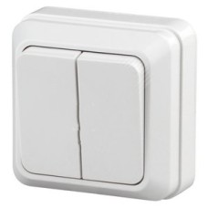 Выключатель двойной, 10А-250В, ОУ, б.м.п., Quadro, белый,2Э-104-01