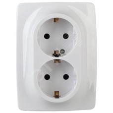 Розетка 2X2P+E Schuko, 16A-250В, винт, Эра12, белый