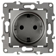 Розетка 2P+E Schuko, 16A-250В, б.л., Эра12, графит