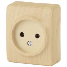 Розетка 2P, 16A-250В, ОУ, Эра Эксперт, сосна