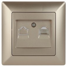 Розетка информационная RJ45, СУ, Solo, шампань