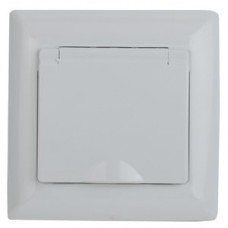 Розетка 2P+E Schuko с крышкой, 16А-250В, СУ, Solo, белый