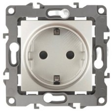 Розетка 2P+E Schuko со шторками, 16A-250В, Эра12, перламутр