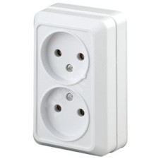 Розетка 2х2P, 16А-250В, ОУ, Quadro, белый