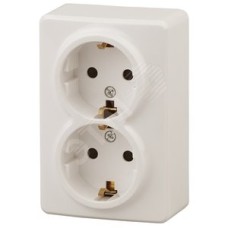 Розетка 2х2P+E Schuko со шторками, 16A-250В, ОУ, Эра Эксперт, сл.кость