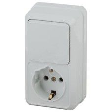 Блок розетка+выкл. верт. 10(16)А-250В, ОУ, Quadro, белый