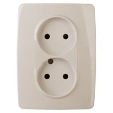 Розетка 2X2P, 16A-250В, Эра12, слоновая кость