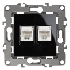 Розетка информационная двойная 2XRJ45, Эра12, чёрный