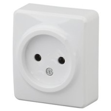 Розетка 2P, 16A-250В, ОУ, Эра Эксперт, белый