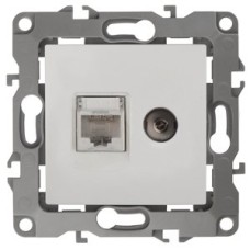 Розетка комбинированная RJ45+TV, Эра12, белый