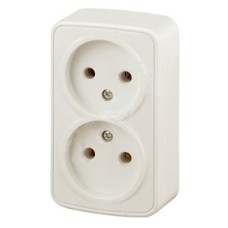 Розетка 2х2P, 16A-250В, ОУ, Polo, сл.кость
