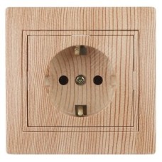 Розетка 2P+E Schuko, 16А-250В, СУ, Plano, сосна