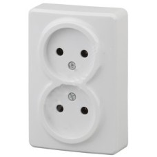 Розетка 2х2P, 16A-250В, ОУ, Эра Эксперт, белый
