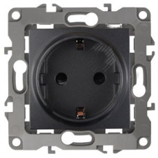 Розетка 2P+E Schuko, 16A-250В, б.л., Эра12, антрацит